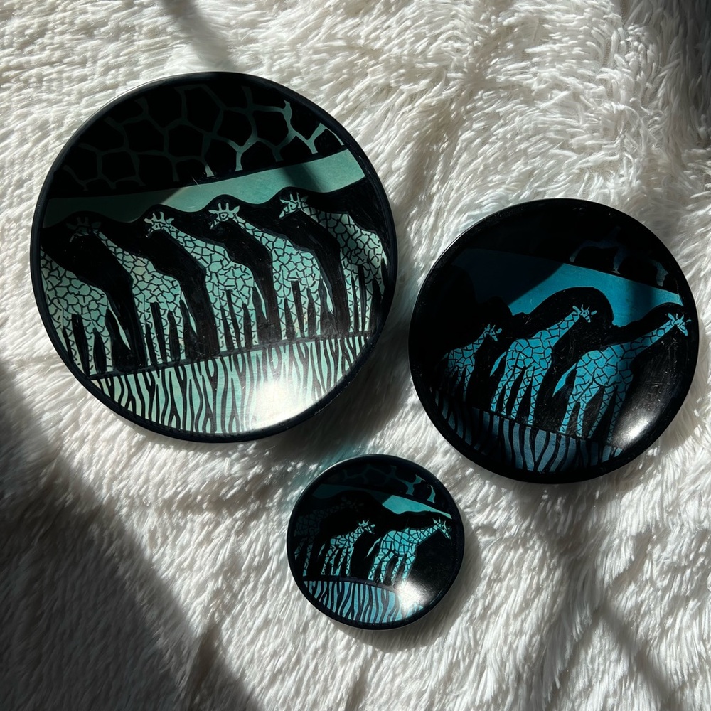 Set of 3 Decor Giraffe Plates